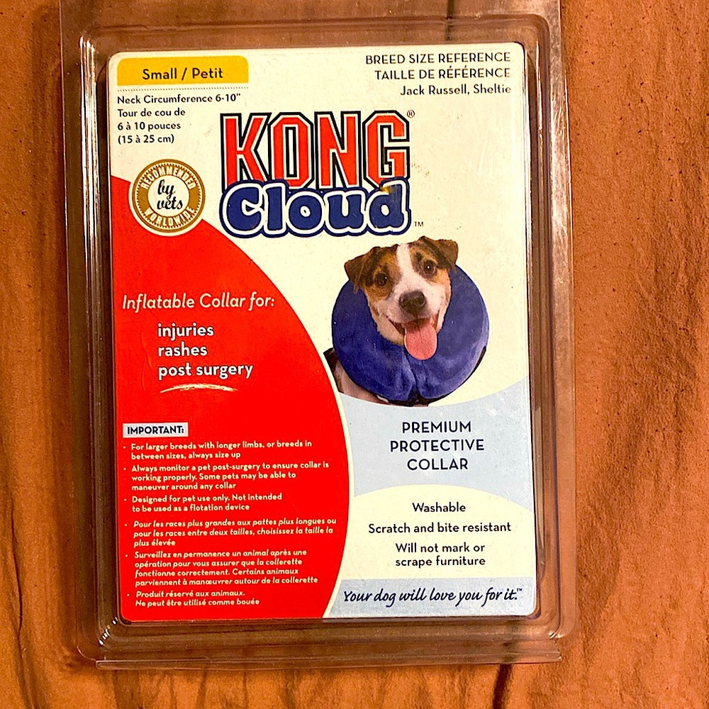 Inflatable protective collar for small dog